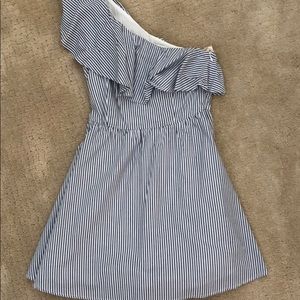 JOA one shoulder striped dress